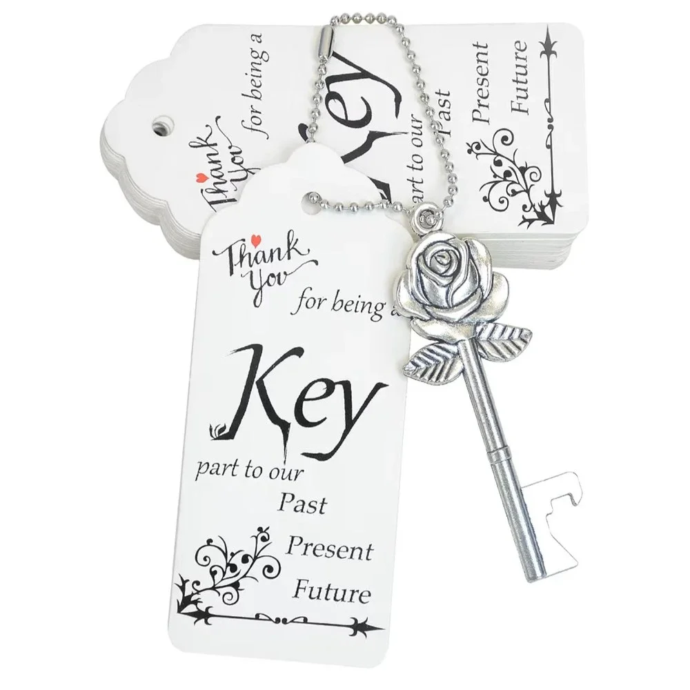 NEW Rose Key Bottle Opener Favors 100pc Silver New Wedding Party Souvenirs